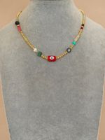 Commute Eye Flower Glass Metal Beaded Chain Women's Necklace sku image 11