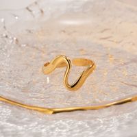 Ig Style Irregular Stainless Steel 18k Gold Plated Open Ring In Bulk main image 3