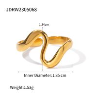 Ig Style Irregular Stainless Steel 18k Gold Plated Open Ring In Bulk sku image 2