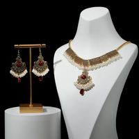 Elegant Vintage-stil Luxuriös Geometrisch Blume Juwel Türkis Legierung Großhandel Ohrringe Halskette sku image 4