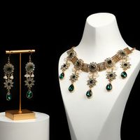 Elegant Vintage-stil Luxuriös Geometrisch Blume Juwel Türkis Legierung Großhandel Ohrringe Halskette sku image 8