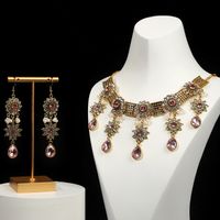 Elegant Vintage-stil Luxuriös Geometrisch Blume Juwel Türkis Legierung Großhandel Ohrringe Halskette sku image 9