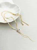 304 Stainless Steel 14K Gold Plated Elegant Classical Shiny Plating Three-dimensional Inlay Animal Butterfly Zircon Long Necklace main image 2