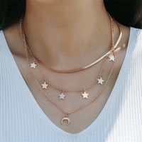 Casual Lady Star Moon Butterfly Alloy Metal Brass Plating Inlay Rhinestones Pearl Zircon 18k Gold Plated Gold Plated Silver Plated Layered Necklaces Long Necklace Necklace sku image 20