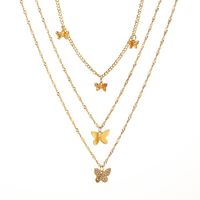Casual Lady Star Moon Butterfly Alloy Metal Brass Plating Inlay Rhinestones Pearl Zircon 18k Gold Plated Gold Plated Silver Plated Layered Necklaces Long Necklace Necklace sku image 13