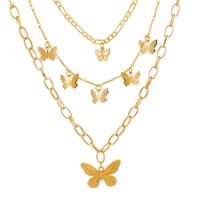 Casual Lady Star Moon Butterfly Alloy Metal Brass Plating Inlay Rhinestones Pearl Zircon 18k Gold Plated Gold Plated Silver Plated Layered Necklaces Long Necklace Necklace sku image 19