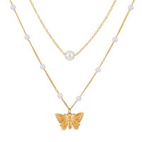 Casual Lady Star Moon Butterfly Alloy Metal Brass Plating Inlay Rhinestones Pearl Zircon 18k Gold Plated Gold Plated Silver Plated Layered Necklaces Long Necklace Necklace sku image 9