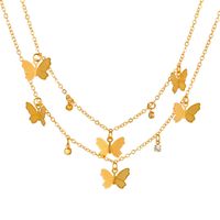 Casual Lady Star Moon Butterfly Alloy Metal Brass Plating Inlay Rhinestones Pearl Zircon 18k Gold Plated Gold Plated Silver Plated Layered Necklaces Long Necklace Necklace sku image 5