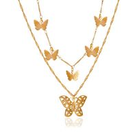 Casual Lady Star Moon Butterfly Alloy Metal Brass Plating Inlay Rhinestones Pearl Zircon 18k Gold Plated Gold Plated Silver Plated Layered Necklaces Long Necklace Necklace sku image 17