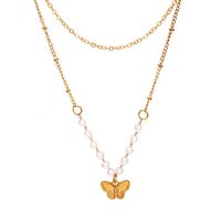 Casual Lady Star Moon Butterfly Alloy Metal Brass Plating Inlay Rhinestones Pearl Zircon 18k Gold Plated Gold Plated Silver Plated Layered Necklaces Long Necklace Necklace sku image 4