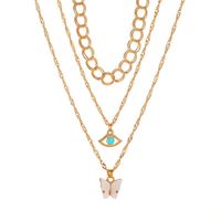 Casual Lady Star Moon Butterfly Alloy Metal Brass Plating Inlay Rhinestones Pearl Zircon 18k Gold Plated Gold Plated Silver Plated Layered Necklaces Long Necklace Necklace sku image 23