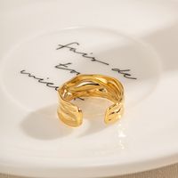 Ig Style Irregular Stainless Steel 18k Gold Plated Open Ring In Bulk main image 4