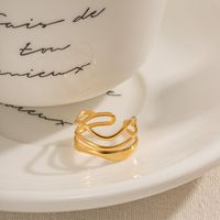 Ig Style Waves Stainless Steel Plating 18k Gold Plated Open Ring main image 1