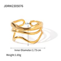 Ig Style Waves Stainless Steel Plating 18k Gold Plated Open Ring sku image 1