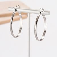 1 Pair Simple Style Round Polishing 304 Stainless Steel Hoop Earrings main image 4