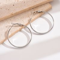 1 Pair Simple Style Round Polishing 304 Stainless Steel Hoop Earrings main image 3