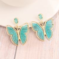 1 Pair Fairy Style Exaggerated Artistic Butterfly Plating Braid Hollow Out Alloy Nylon Gold Plated Drop Earrings main image 3