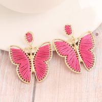 1 Pair Fairy Style Exaggerated Artistic Butterfly Plating Braid Hollow Out Alloy Nylon Gold Plated Drop Earrings sku image 2