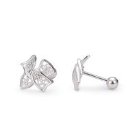 1 Pair Simple Style Bow Knot Plating Hollow Out Sterling Silver Ear Studs main image 3