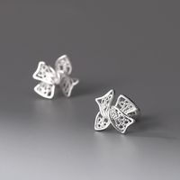 1 Pair Simple Style Bow Knot Plating Hollow Out Sterling Silver Ear Studs main image 1
