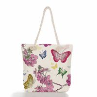 Women's Vacation Butterfly Canvas Shopping Bags sku image 2