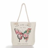 Women's Vacation Butterfly Canvas Shopping Bags sku image 3