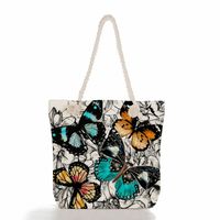 Women's Vacation Butterfly Canvas Shopping Bags sku image 7