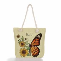 Women's Vacation Butterfly Canvas Shopping Bags sku image 25