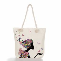 Women's Vacation Butterfly Canvas Shopping Bags sku image 18