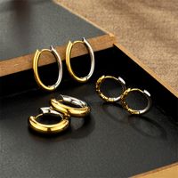 1 Pair Lady Color Block Polishing Plating Stainless Steel 18K Gold Plated Hoop Earrings main image 4