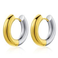 1 Pair Lady Color Block Polishing Plating Stainless Steel 18K Gold Plated Hoop Earrings main image 3