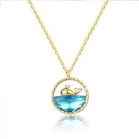 Copper Elegant Inlay Whale Artificial Crystal Pendant Necklace main image 2