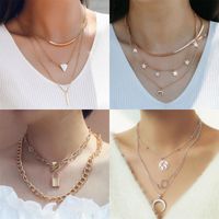 Casual Lady Star Moon Butterfly Alloy Metal Brass Plating Inlay Rhinestones Pearl Zircon 18k Gold Plated Gold Plated Silver Plated Layered Necklaces Long Necklace Necklace main image 3