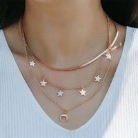 Casual Lady Star Moon Butterfly Alloy Metal Brass Plating Inlay Rhinestones Pearl Zircon 18k Gold Plated Gold Plated Silver Plated Layered Necklaces Long Necklace Necklace main image 7