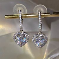 Elegant Luxurious Korean Style Heart Shape Alloy Hollow Out Inlay Zircon Women's Ear Studs main image 4