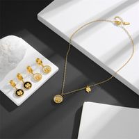 Titanium Steel 18K Gold Plated Elegant Plating Four Leaf Clover Acrylic Earrings Necklace main image 1
