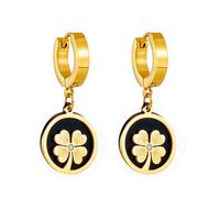 Titanium Steel 18K Gold Plated Elegant Plating Four Leaf Clover Acrylic Earrings Necklace sku image 2