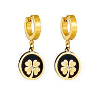 Titanium Steel 18K Gold Plated Elegant Plating Four Leaf Clover Acrylic Earrings Necklace main image 2