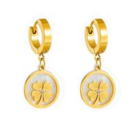 Titanium Steel 18K Gold Plated Elegant Plating Four Leaf Clover Acrylic Earrings Necklace main image 3