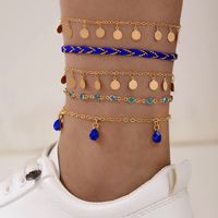 Fashion Hand-knitted Wire Rope Alloy Round Diamonds Drop 5 Sets Of Anklet Bracelet Nhgy152590 sku image 2