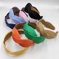 Retro Simple Style Solid Color Cloth Handmade Knitting Hair Band main image 5