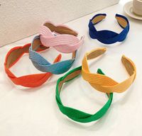 Retro Simple Style Solid Color Cloth Handmade Knitting Hair Band main image 4