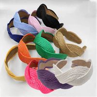 Retro Simple Style Solid Color Cloth Handmade Knitting Hair Band main image 1