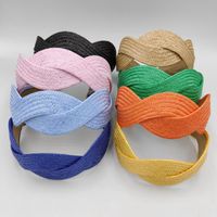 Retro Simple Style Solid Color Cloth Handmade Knitting Hair Band main image 2