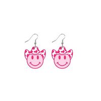1 Pair Retro Cool Style Cow Pattern Boots Wood Drop Earrings sku image 1