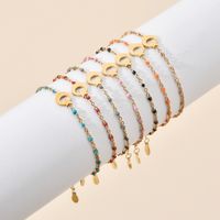 Ig Style Star Moon Stainless Steel Beaded Charm Plating 18k Gold Plated Bracelets main image 1