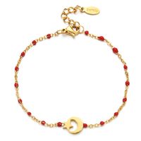 Ig Style Star Moon Stainless Steel Beaded Charm Plating 18k Gold Plated Bracelets sku image 2
