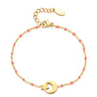 Ig Style Star Moon Stainless Steel Beaded Charm Plating 18k Gold Plated Bracelets sku image 1