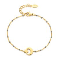 Ig Style Star Moon Stainless Steel Beaded Charm Plating 18k Gold Plated Bracelets sku image 6