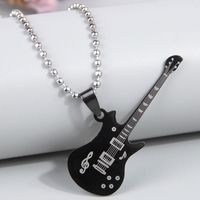 Simple Style Cross Guitar Stainless Steel Men's Pendant Necklace sku image 4